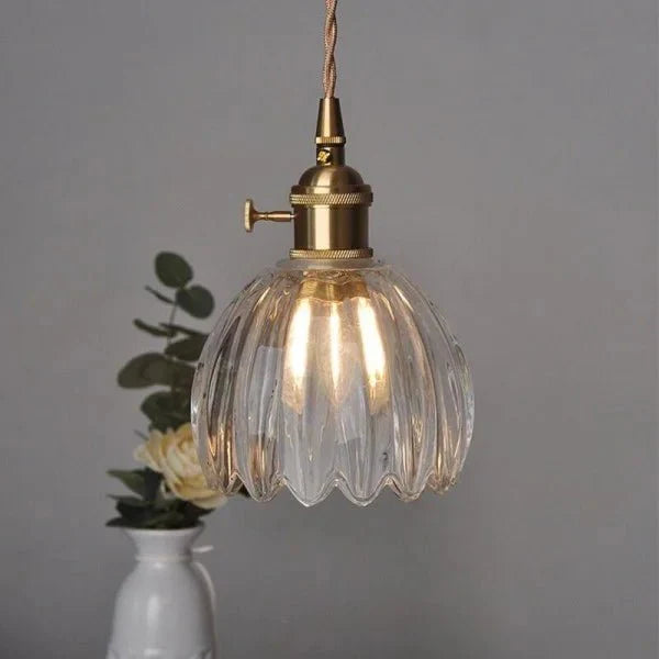 Lampe Suspendue en Verre Fleur Japonaise Rétro