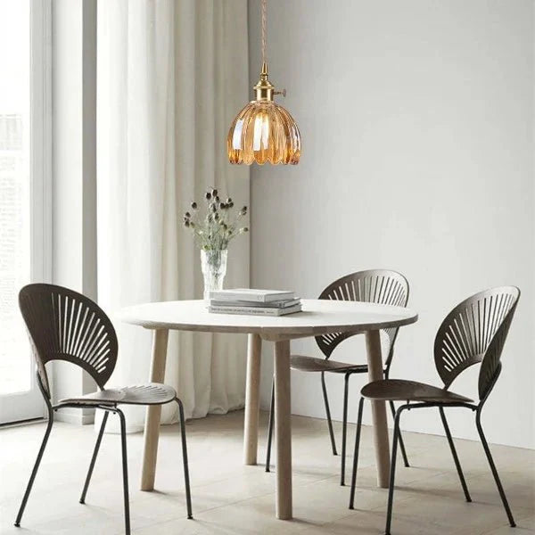 Lampe Suspendue en Verre Fleur Japonaise Rétro