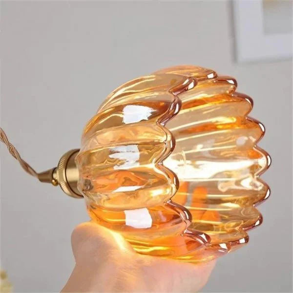 Lampe Suspendue en Verre Fleur Japonaise Rétro