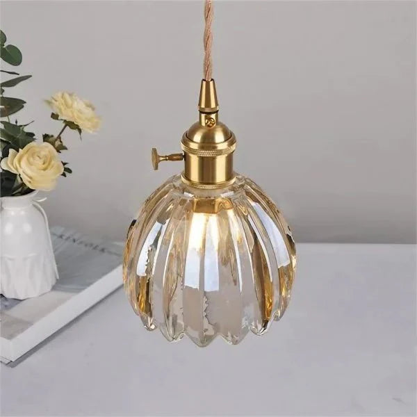 Lampe Suspendue en Verre Fleur Japonaise Rétro