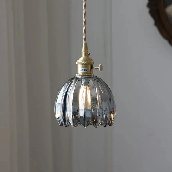 Lampe Suspendue en Verre Fleur Japonaise Rétro
