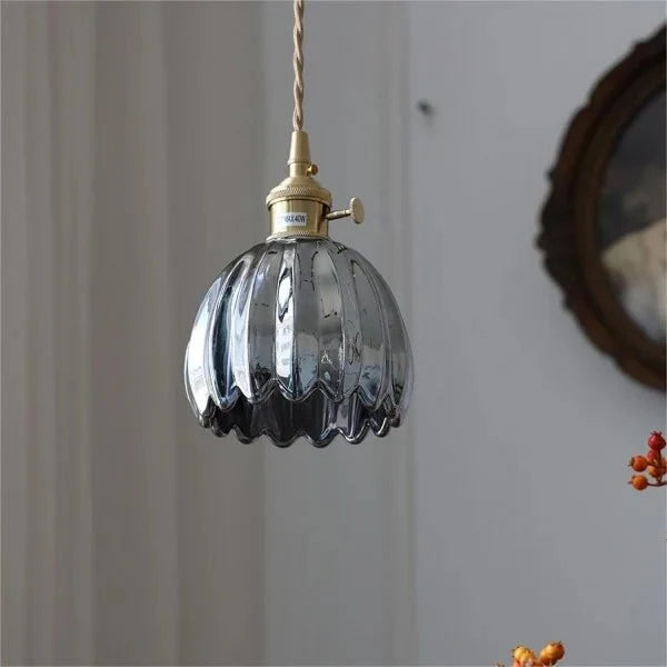 Lampe Suspendue en Verre Fleur Japonaise Rétro