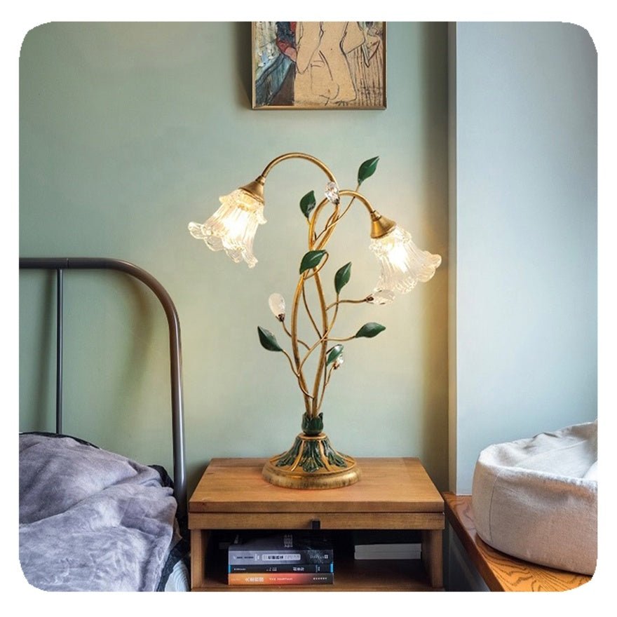 Nouvelle Lampe de Table Fleurie Française