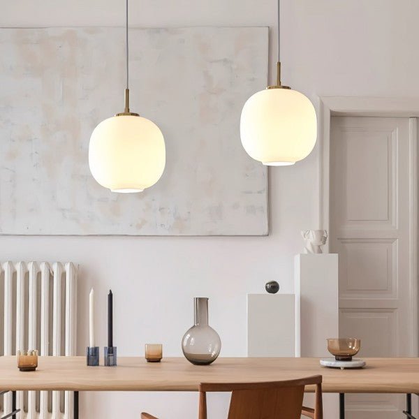 Lampe Suspendue Radihous en Verre Opale Scandinave Moderne