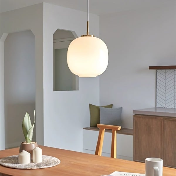Lampe Suspendue Radihous en Verre Opale Scandinave Moderne