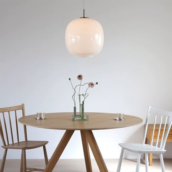 Lampe Suspendue Radihous en Verre Opale Scandinave Moderne