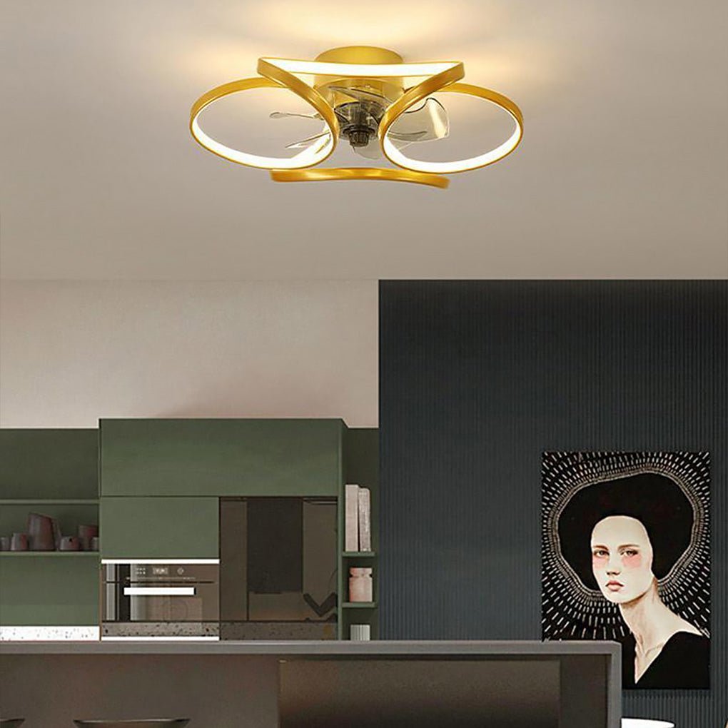 Ventilateur de plafond encastré moderne Bloem LED avec télécommande