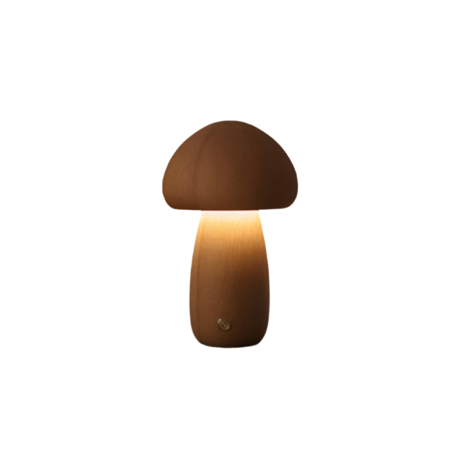 Lampe de Table Champignon en Bois Rechargeable