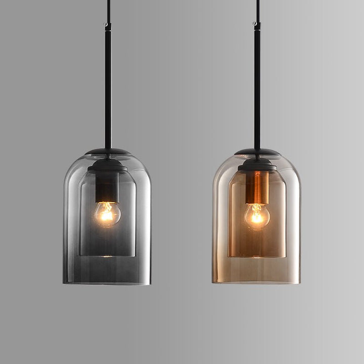 Lampes suspendues Mica Mid-Century avec verre double