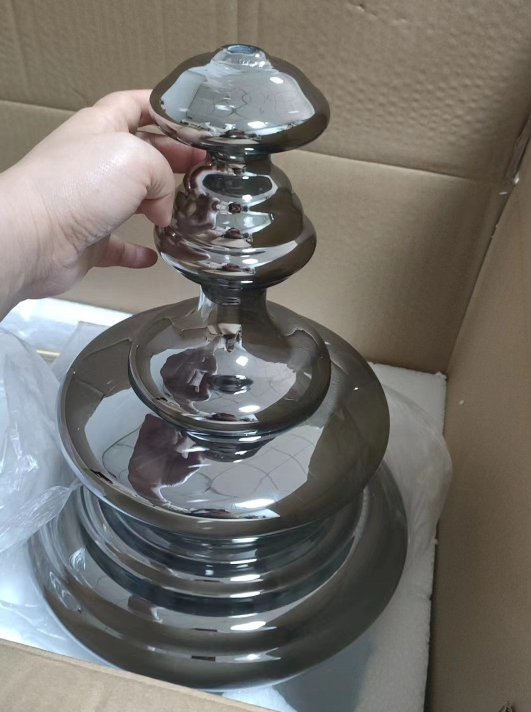 Lustre Moderne en Verre Gris Étoilé